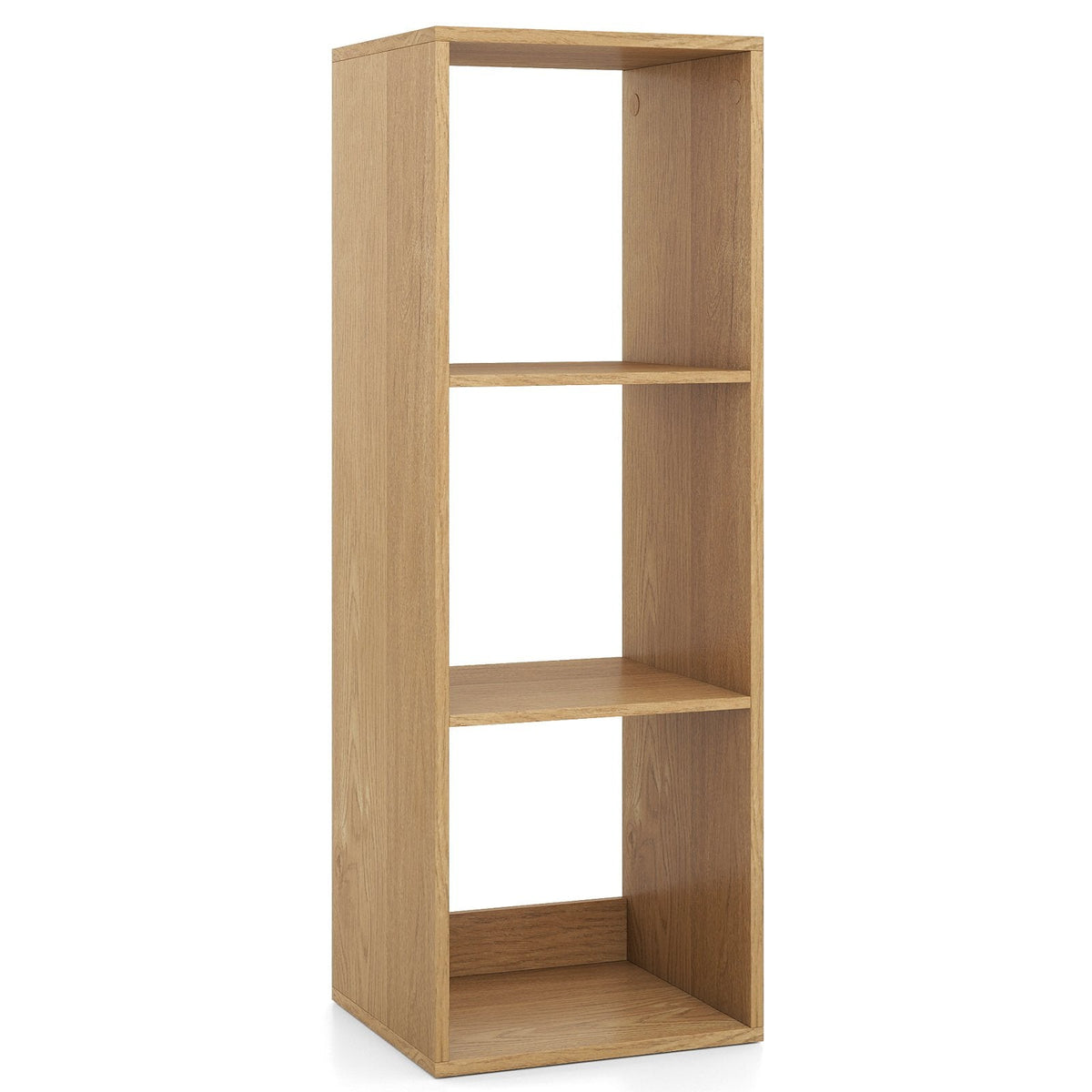 3 Cube Bookshelf with Back Guardrail for Living Room Bedroom-Natrual