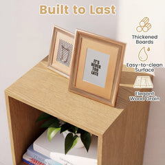 3 Cube Bookshelf with Back Guardrail for Living Room Bedroom-Natrual