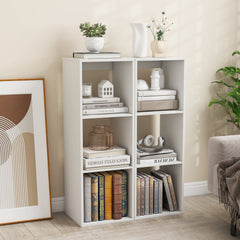 3 Cube Bookshelf with Back Guardrail for Living Room Bedroom-White