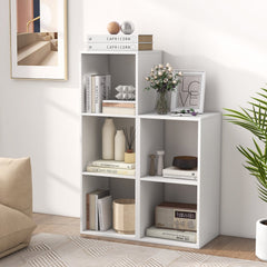 3 Cube Bookshelf with Back Guardrail for Living Room Bedroom-White