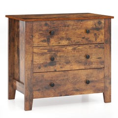 3 Drawer Dresser Chest of Drawers Bedside Table-Rustic Brown