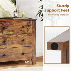 3 Drawer Dresser Chest of Drawers Bedside Table-Rustic Brown