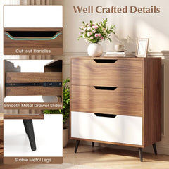 3-Drawer Rustic Farmhouse Wooden Storage Dresser-Walnut