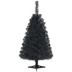 3 FT Black Artificial Tabletop Tree with 116 Branch Tips and Plastic Stand for Halloween and Christmas