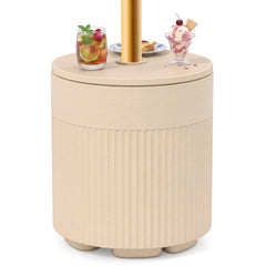 3-in-1 All-Weather Outdoor HDPE Umbrella Base with Water Bag and, 2” Umbrella Hole for Patio-Beige