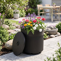 3-in-1 All-Weather Outdoor HDPE Umbrella Base with Water Bag and, 2” Umbrella Hole for Patio-Black