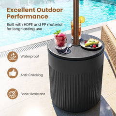 3-in-1 All-Weather Outdoor HDPE Umbrella Base with Water Bag and, 2” Umbrella Hole for Patio-Black