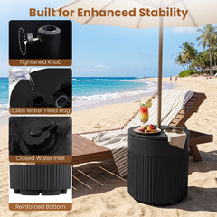 3-in-1 All-Weather Outdoor HDPE Umbrella Base with Water Bag and, 2” Umbrella Hole for Patio-Black