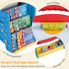 3 in 1 Art Easel for Kids with Double Sided Magnetic Board-Blue