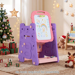3 in 1 Art Easel for Kids with Double Sided Magnetic Board-Pink