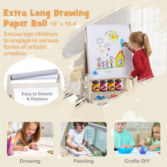 3-in-1 Art Easel for Kids with Magnetic Chalkboard and Whiteboard-Natrual