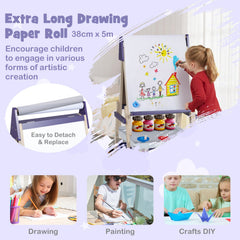 3-in-1 Art Easel for Kids with Magnetic Chalkboard and Whiteboard-Purple