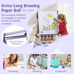 3-in-1 Art Easel for Kids with Magnetic Chalkboard and Whiteboard-Purple