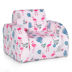 3 in 1 Toddler Flip Out Chair, Lounger and Bed, Flamingo Print
