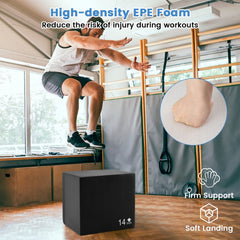 3 In 1 Foam Plyometric Box with 3 Heights and Easy-to-Clean PU Cover-16 Inches