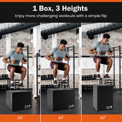 3 In 1 Foam Plyometric Box with 3 Heights and Easy-to-Clean PU Cover-30 inches