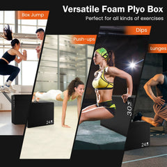 3 In 1 Foam Plyometric Box with 3 Heights and Easy-to-Clean PU Cover-30 inches