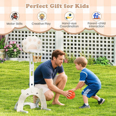 3 in 1 Kids Basketball Hoop with Basketball and Foldable Rim-Gray