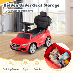 3-in-1 Ride on Push Car Mercedes-Benz Licensed Sliding Car with Canopy-Red