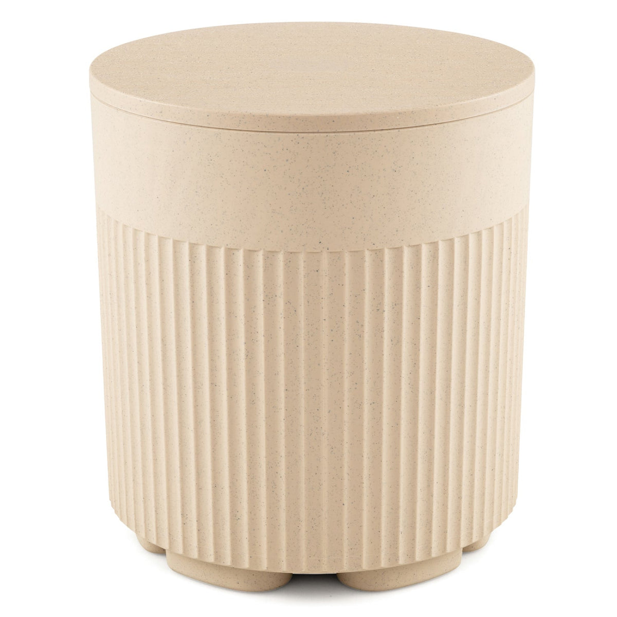 3-in-1 Outdoor Cooler Side Table with Fluted Design for Deck-Beige