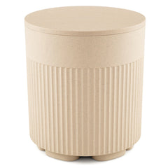 3-in-1 Outdoor Cooler Side Table with Fluted Design for Deck-Beige