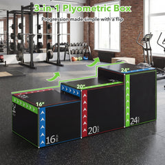 3-in-1 Plyometric Box 16 x 20 x 24 Inches Soft Plyo Jump Box