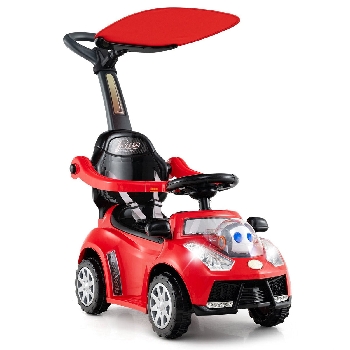 3 in 1 Push Car for Toddler Stroller Sliding Walking Car for Boys and Girls-Red