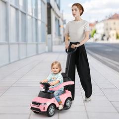 3 in 1 Push Car with Removable Handle and Guardrail for Kids 18-36 Months Old-Pink