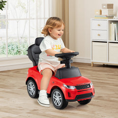 3 in 1 Push Car with Removable Handle and Guardrail for Kids 18-36 Months Old-Red