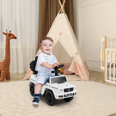 3-In-1 Ride on Push Car Mercedes Benz G350 Stroller Sliding Car with Canopy-White