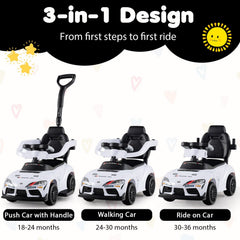 3-in-1 Toyota Licensed Foot-to-Floor Stroller Sliding Walking Toy-White