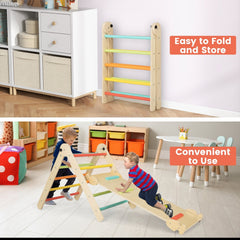 3-in-1 Climbing Set Foldable and Adjustable Kids Triangle Set-Multicolor