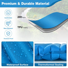 3 Inch Thick Inflatable Waterproof Camping Sleeping Pad-Blue