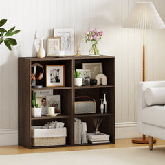 3 Shelf Walnut Bookcase, Compact Open Storage Cabinet with Adjustable Shelves