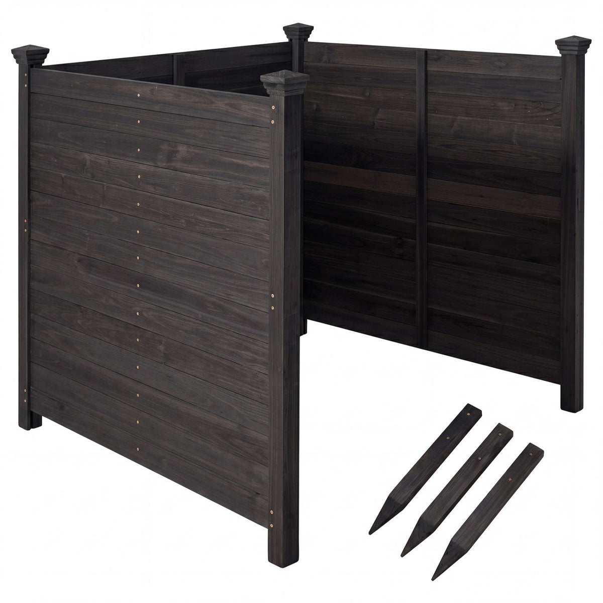 3-Panel Outdoor Privacy Air Conditioner Fence for Outside-Black