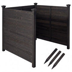3-Panel Outdoor Privacy Air Conditioner Fence for Outside-Black