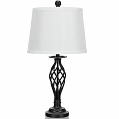 3 Pieces Lamp Set 2 Table Lamps 1 Floor Lamp with Fabric Shades