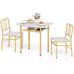 3-Piece Dining Table Set with Rectangular Kitchen Table and 2 Chairs-White