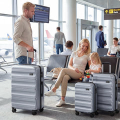 3-Piece Hardside Luggage Set 20/24/28 Inch Lightweight Hardside Suitcases-Gray