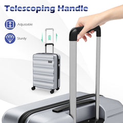 3-Piece Hardside Luggage Set 20/24/28 Inch Lightweight Hardside Suitcases-Gray