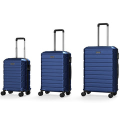 3-Piece Hardside Luggage Set Lightweight Hardside Suitcases with 8-Spinner Wheels-Navy