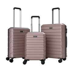 3-Piece Hardside Luggage Set Lightweight Hardside Suitcases with 8-Spinner Wheels-Pink