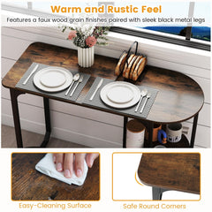 3-Piece Industrial Dining Table Set for Small Space-Rustic Brown