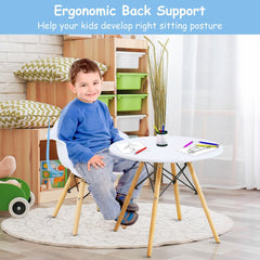 3 Piece Kids Round Table and 2 Armchair Set, White with Beech Legs