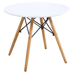 3 Piece Kids Round Table and 2 Armchair Set, White with Beech Legs