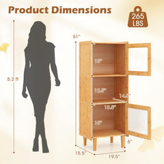 3-Piece Modern Dining Room Set: Wooden Dining Chairs + Bamboo Sideboard Cabinet + Tall Storage Cabinet