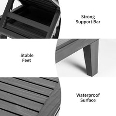 3 Piece Outdoor Lounge Set, Two Slatted Recliners and an HDPE Side Table