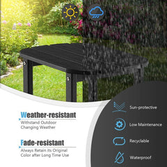 3 Piece Outdoor Lounge Set, Two Slatted Recliners and an HDPE Side Table
