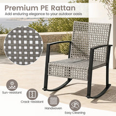 3-Piece Outdoor Rocking Chair Set for Garden-Gray