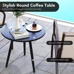 3 Piece Patio Sling Chair Set, 2 Wide 22 in Seats Rated 400 lb on Metal and Aluminium Frames with 20 in Round Three Leg Table